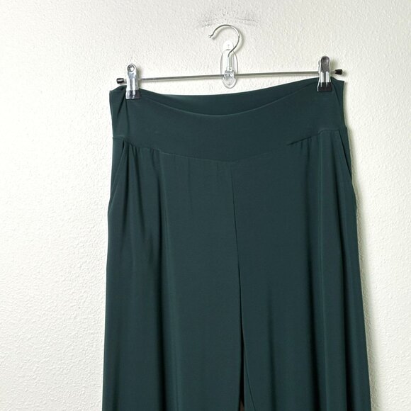 Clara Sun Woo Pull On Pants Size L Green Stretch Pockets Lagenlook Boho USA - Picture 2 of 9